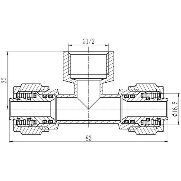 Трійник обтискний SD Forte 16х1/2"х16 ВР SF177W161516 SD00022055 фото