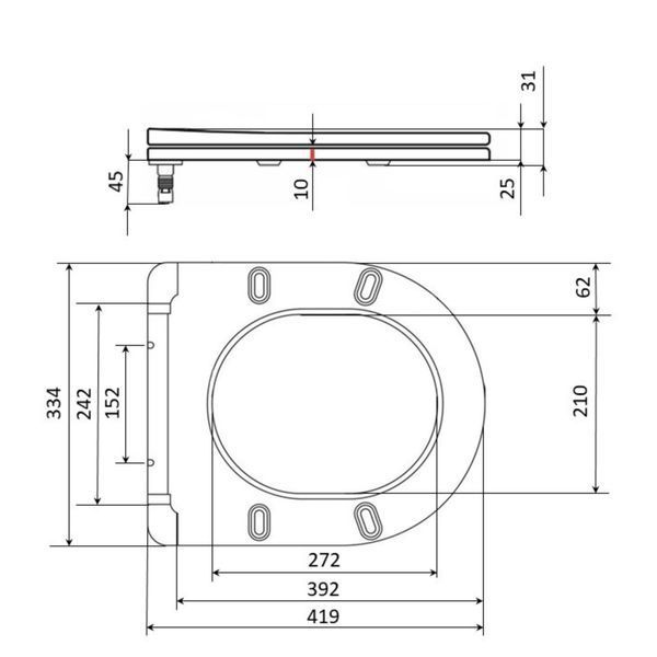 Сидіння для унітазу Qtap (Evia, Arvin, Leo 630) 410x330x22 мм, White, з мікроліфтом, Slim Duroplast, Quick Release QTSC179W49264 SD00055388 фото