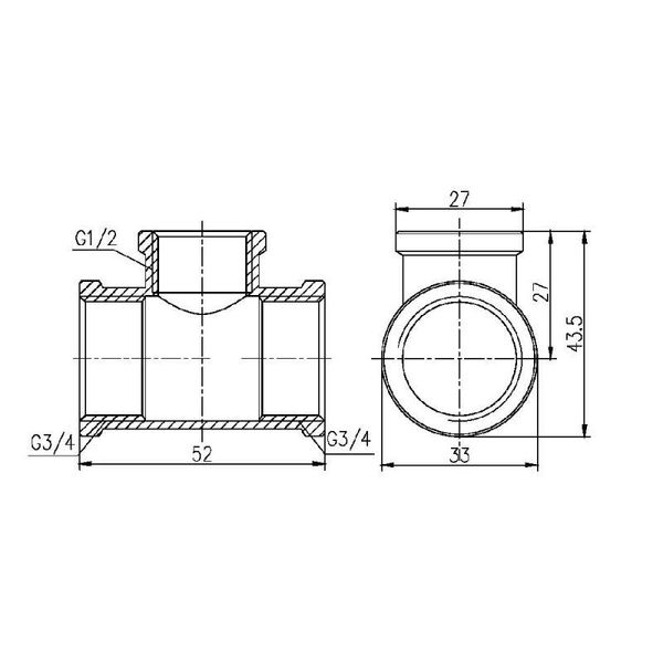 Трійник редукційний SD Forte 3/4"х1/2"х3/4" ВВ SF362201520 SD00002678 фото