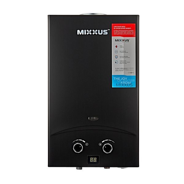 Газова колонка MIXXUS GWH-0210 BASIC BLACK димохідна 10 л/хв (колір чорний) (WH0023) WH0023 фото