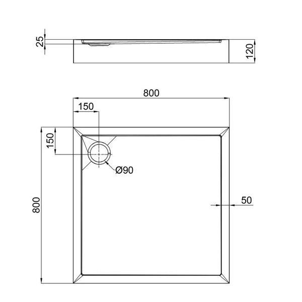 Душовий піддон Qtap Tern 308812C 80x80x12 см + сифон SD00046987 фото