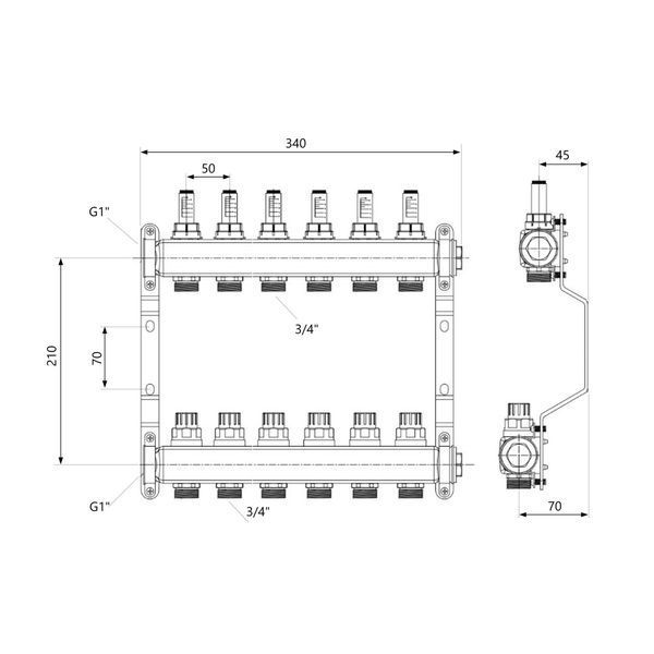 Коллектор с расходомерами Thermo Alliance Standart 1" 6 выходов SD0046 SD00041505 фото