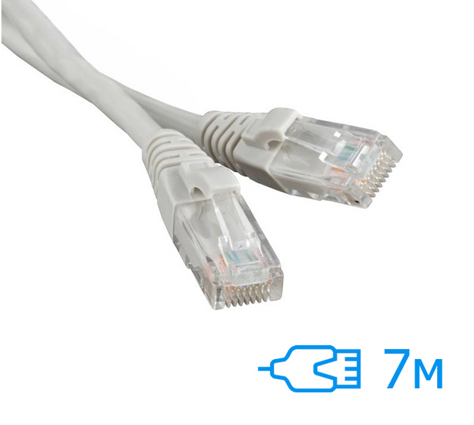 Патч-корд E-server 7м UTP Cat.5e литий сірий RJ45, CU (CAT.5E UTP CORD-7M-GRY) 11309/2487 фото