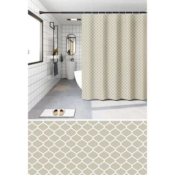 Шторка для ванной Zerix SCP-014-180x200 из PEVA (полиэтиленвинилацетата) (Узор "Ромбы" бежевый) (ZX6087) ZX6087 фото