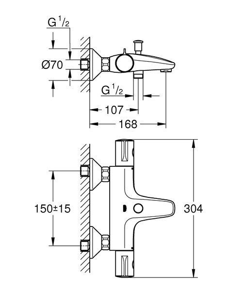 Змішувач для ванни з термостатом Grohe Grohtherm 800 (1022032430) 1022032430 фото