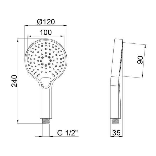 Лейка для ручного душа Qtap Rucni 120 мм округлая QTRUCA115O3KCW Chrome SD00041893 фото