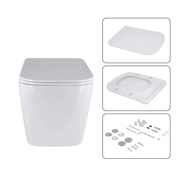 Готовое решение Qtap для ванной комнаты: подвесной унитаз Tern Ultra Quiet 525x345x360 + комплект инсталляции Nest 4 в 1 (квадратная клавиша Chrome) SD00053630 фото