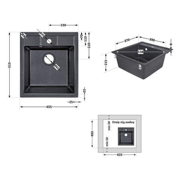 Кухонная мойка Lidz 460х515/200 BLM-14 (LIDZBLM14460515200) SD00042425 фото