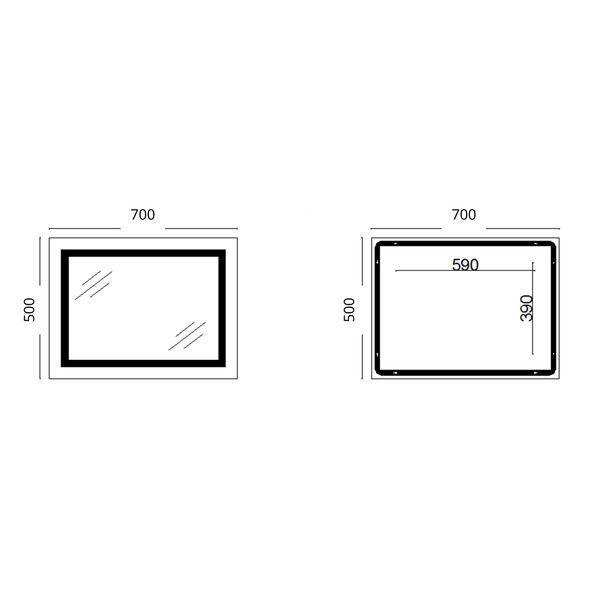 Зеркало Lidz Kubis (KU1) 700х500 с LED-подсветкой Touch, с антизапотеванием, с диммером, рег. яркости LD78LF90448485 SD00054609 фото