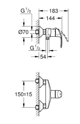 EUROSMART СМЕСИТЕЛЬ ДЛЯ ДУША 1/2 " CROHE  33555002 фото