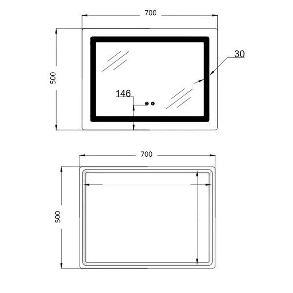 Зеркало Lidz Kubis (KU2) 700х500 с LED-подсветкой Touch, с антизапотеванием, с диммером, рег. яркости LD78LF90448486 SD00054610 фото