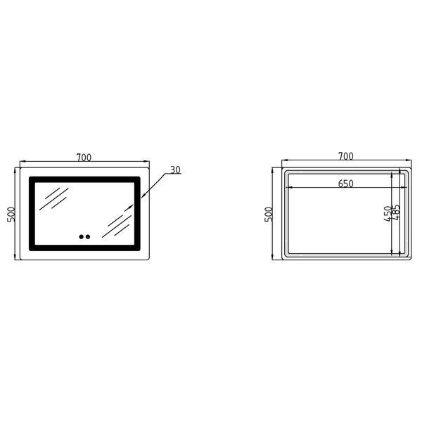 Зеркало Lidz Kubis (KU2) 700х500 с LED-подсветкой Touch, с антизапотеванием, с диммером, рег. яркости LD78LF90448486 SD00054610 фото