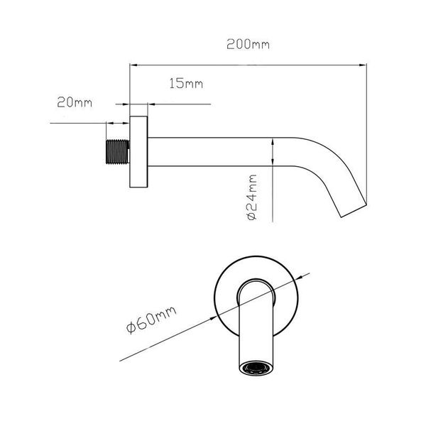 Излив для систем скрытого монтажа Qtap Vytok 200 мм округлый QTVYT246BLM45931 Black Matt SD00052055 фото