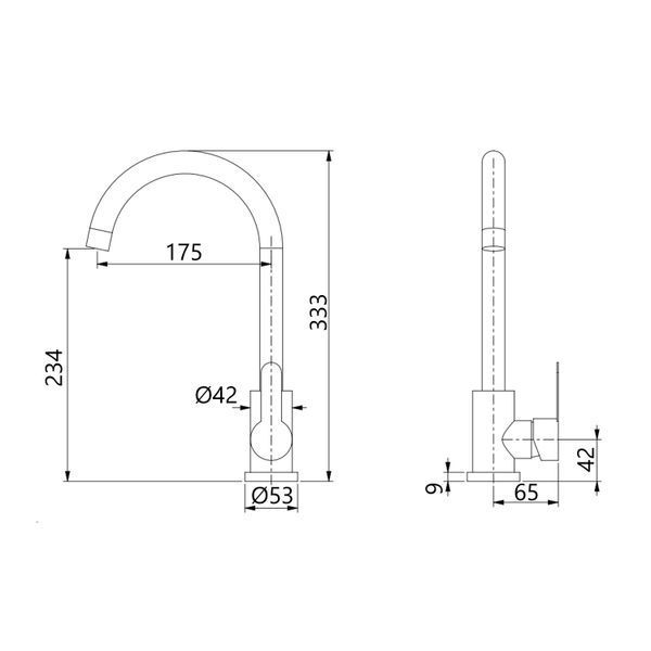 Смеситель для кухни U-образный Brinex Pure 015F U-образный Chrome BRIPUR015FCRM SD00053180 фото