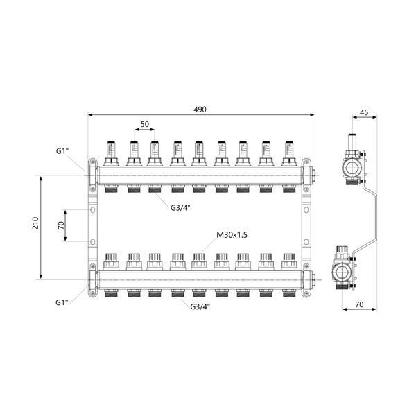 Колектор з витратомірами Thermo Alliance Standart 1" 9 виходів SD0049 SD00041508 фото