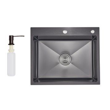 Lidz Handmade H6050HB Мойка для кухни интегрированная Decor Black PVD Honeycomb 2,5/0,5 мм LDH6050BDECPVD48371 SD00054495 фото