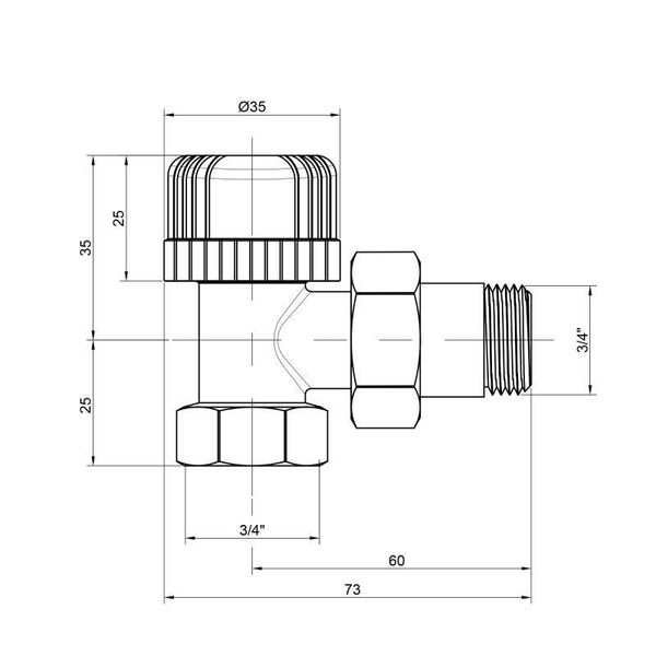 Кран радіаторний Icma 3/4" 28х1,5 кутовий No774 SD00005651 фото