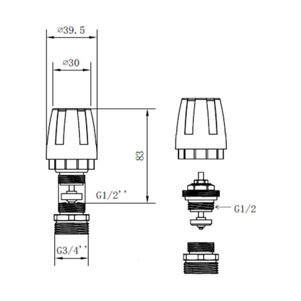 Кран термостатический SD Forte 1/2"х3/4" для коллектора SFE009 SD00021202 фото