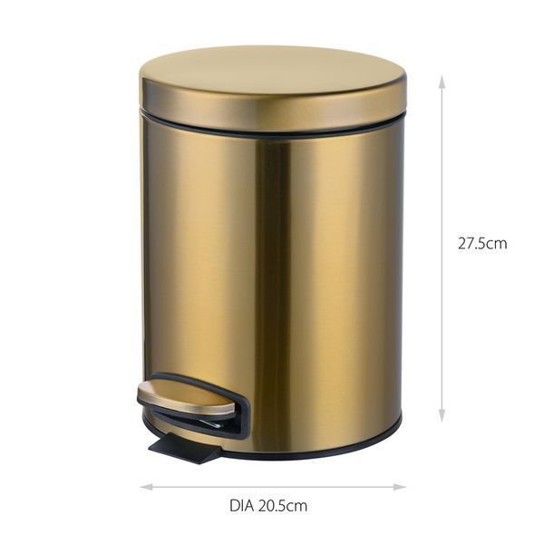Мусорное ведро с плавным закрытием круглое Mixxus Ellipse-TC0205 Brushed Gold 5л (цвет матовое золото) (MI8400) MI8400 фото