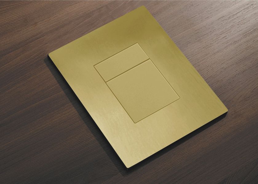 Панель смыва пластиковая Koer KT-0607-12 157x198x3mm, кнопка квадратная (цвет матовое золото) (KR5715) KR5715 фото