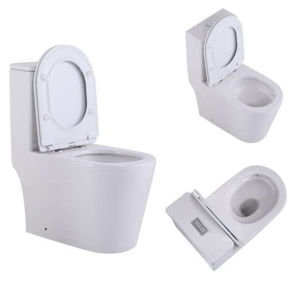 Унитаз-моноблок напольный Qtap Swan Ultra Quiet безободковый с сиденьем Soft-Close WHITE QT16226080AW SD00052582 фото