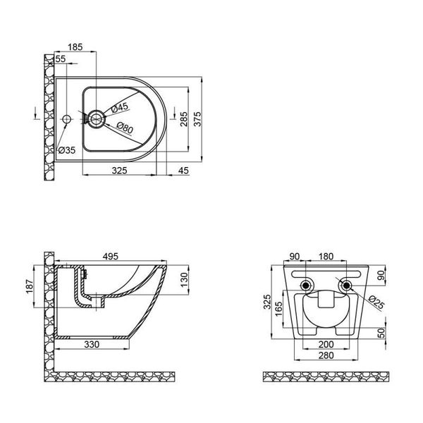 Биде подвесное Qtap Robin 495х370х325 White QT1355046FW SD00042544 фото