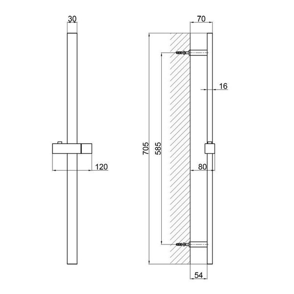 Душова стійка з тримачем універсальна Qtap Lepit 705 мм прямокутна QTLEP82103NB Black Matt SD00047528 фото