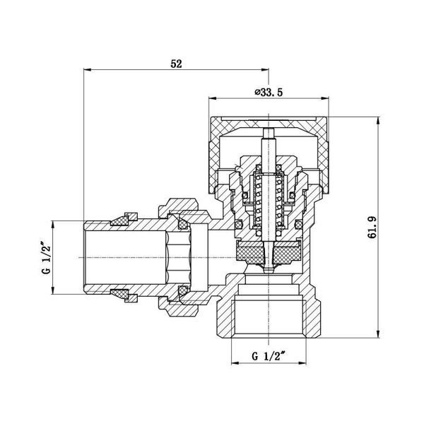 Клапан термостатический SD Forte 1/2" с антипротечкой для радиатора угловой SF238W15 SD00021143 фото