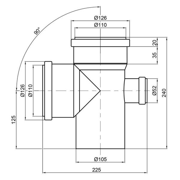 Хрестовина каналізаційна TA Sewage 110х110х110х50, 90° SD00005885 фото