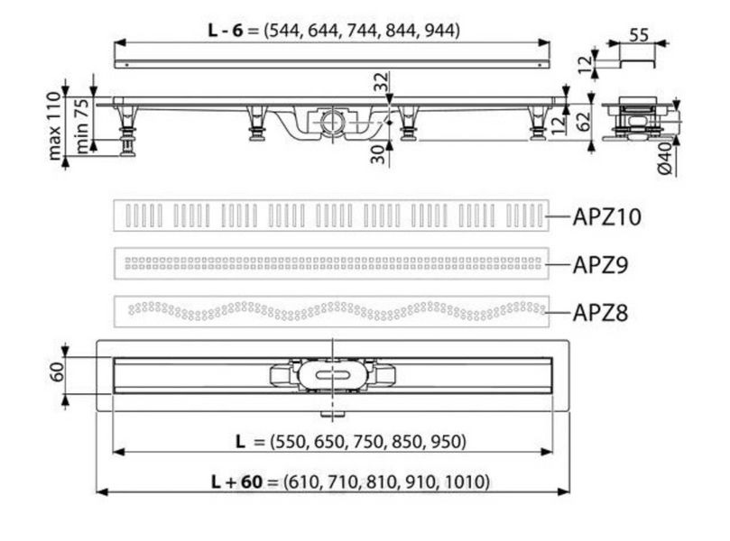 Водосточный желоб AlcaPlast APZ9 -550 Simpl 1359622927 фото