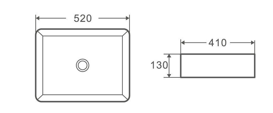 Умывальник накладной керамический Mixxus Premium Quadro-0102 520x410x130mm (MP6488) MP6488 фото