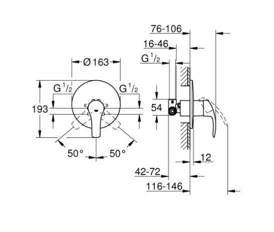 EUROSMART СМЕСИТЕЛЬ GROHE ДЛЯ ДУША 1/2 " 33556002 фото