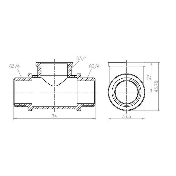 Тройник SD Forte 3/4" ВНН SF36620 SD00002683 фото