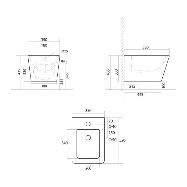 Биде подвесное Qtap Tern 520x350x330 мм, Beige QT17551303GSB SD00054294 фото