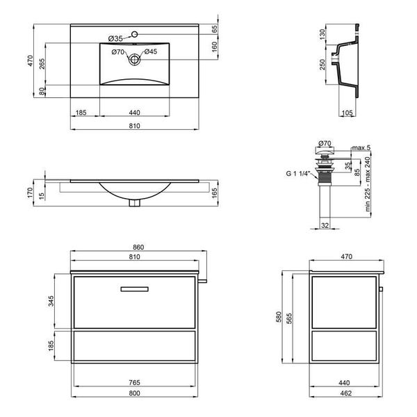 Комплект Qtap Taurus 800х580х437 White/Whitish oak тумба підвісна + раковина врізна QT2472TPT803WWO SD00046960 фото