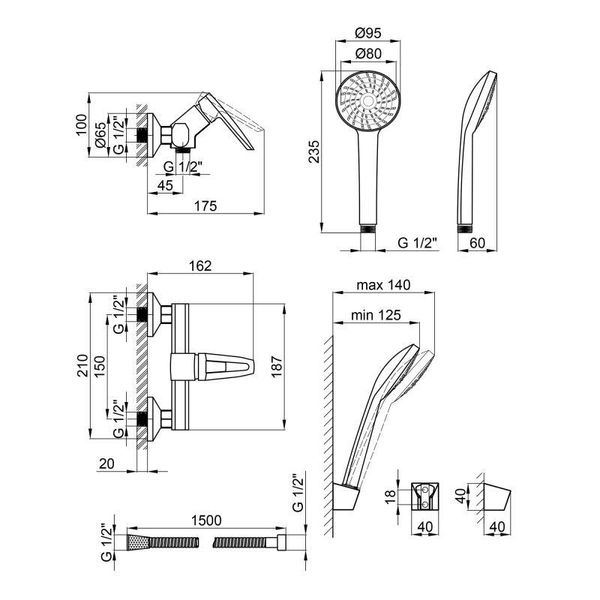 Змішувач для душу Lidz Sofi 010 (з душовим гарнітуром) (k35) LDSOF010CRM29156 Chrome SD00035255 фото