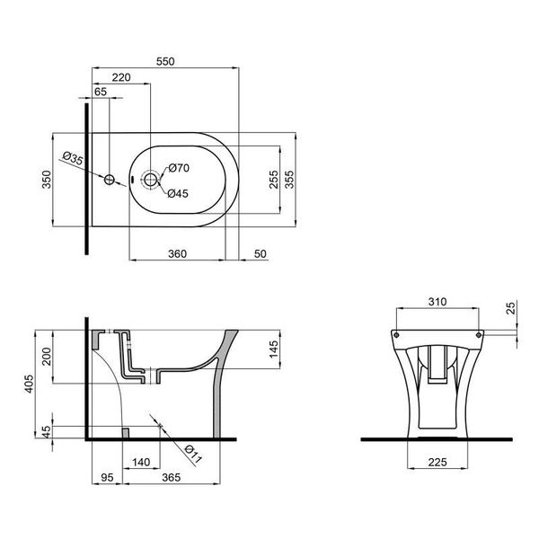 Биде напольное Qtap Presto 540х340х400 White QT24441217C SD00049173 фото