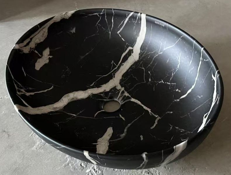 Раковина накладна MIXXUS PREMIUM ELLIPSE-0102 MARBLE 515х400х130mm (MP6552) MP6552 фото