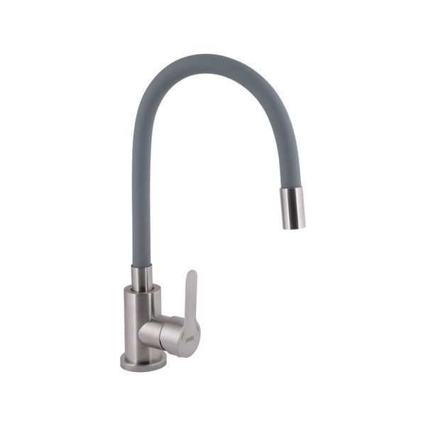 Смеситель для кухни Brinex Pure 015F3 с гибким изливом Nickel/Grey BRIPUR015F3NKG SD00053184 фото