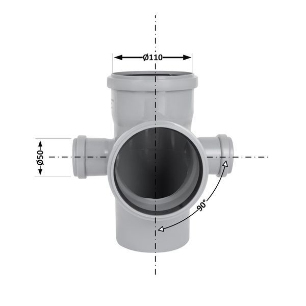 Крестовина канализационная TA Sewage 110х50 90&deg; SD00052549 фото