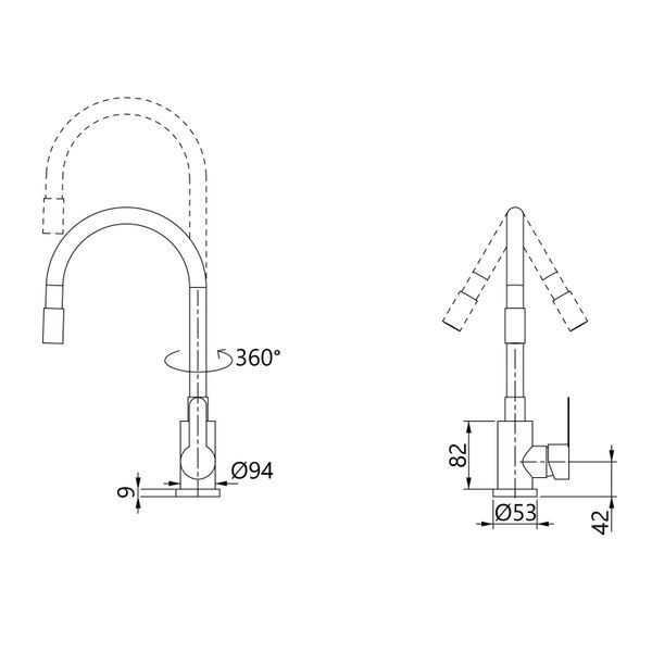 Смеситель для кухни Brinex Pure 015F3 с гибким изливом Nickel/Grey BRIPUR015F3NKG SD00053184 фото