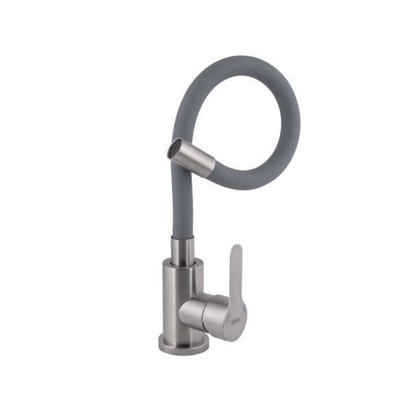Смеситель для кухни Brinex Pure 015F3 с гибким изливом Nickel/Grey BRIPUR015F3NKG SD00053184 фото