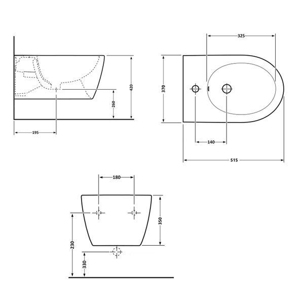 Биде подвесное Qtap Robin 515x370x350 мм, Marble QT13551381GMR SD00054287 фото