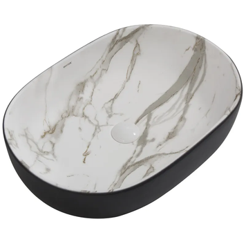Раковина накладная MIXXUS PREMIUM ELLIPSE-0105 MARBLE-BLACK 600х400х150mm (MP6565) MP6565 фото