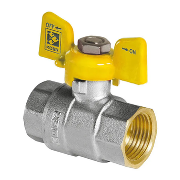 Кран кульовий KOER KR.217.G - 3/4" FF ГГМ YELLOW, ручка "метелик" жовта (KR0041) KR0041 фото