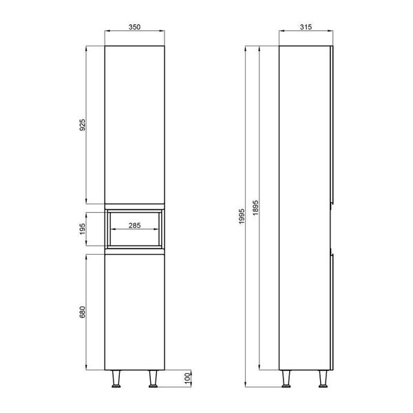 Пенал підлоговий Qtap Robin 350х1950х316 White/Whitish oak QT1376PN1651RWWO SD00047712 фото