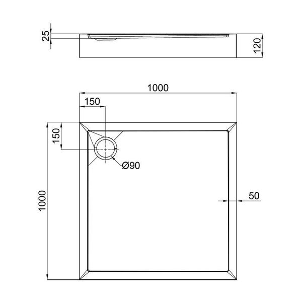 Душовий піддон Qtap Tern 301112 100x100x12 см + сифон SD00046989 фото