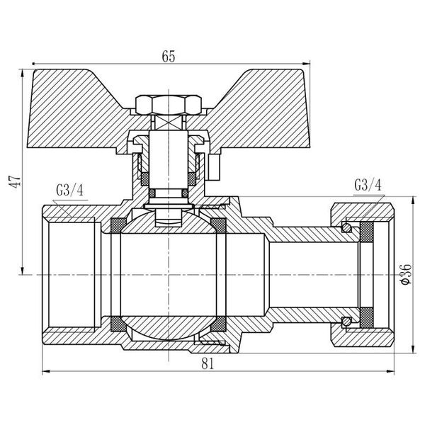 Кран кульовий із накидною гайкою SD Forte 3/4" ВР для води прямий SF260W20 SD00021093 фото