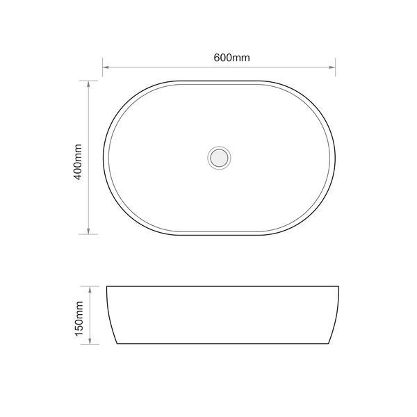 Раковина накладная MIXXUS PREMIUM ELLIPSE-0105 MARBLE-BLACK 600х400х150mm (MP6565) MP6565 фото
