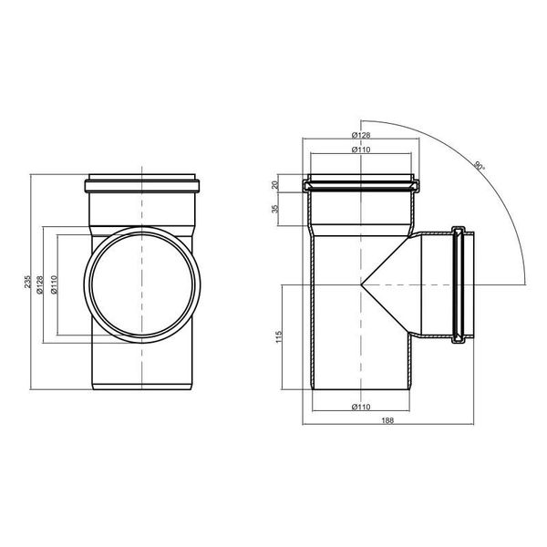 Трійник PPR каналізаційний TA Sewage 110, 90° SD00034436 фото